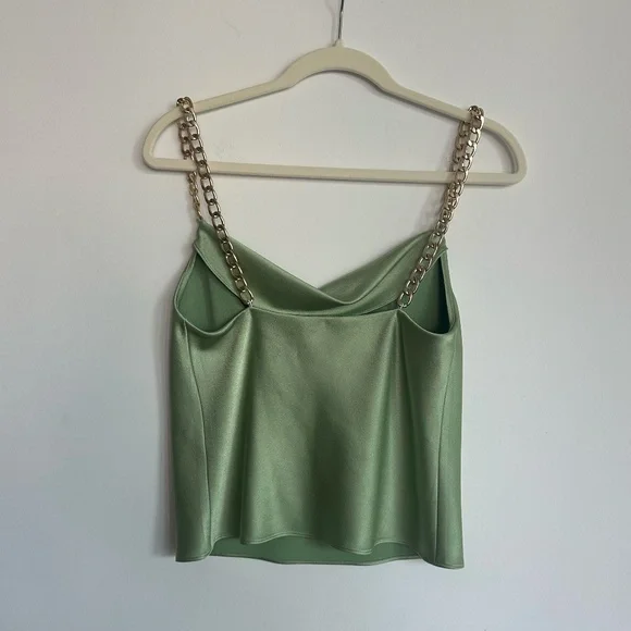 Alice + Olivia Cowl Neck Tank with Chains in Seafoam - Picture 2 of 11